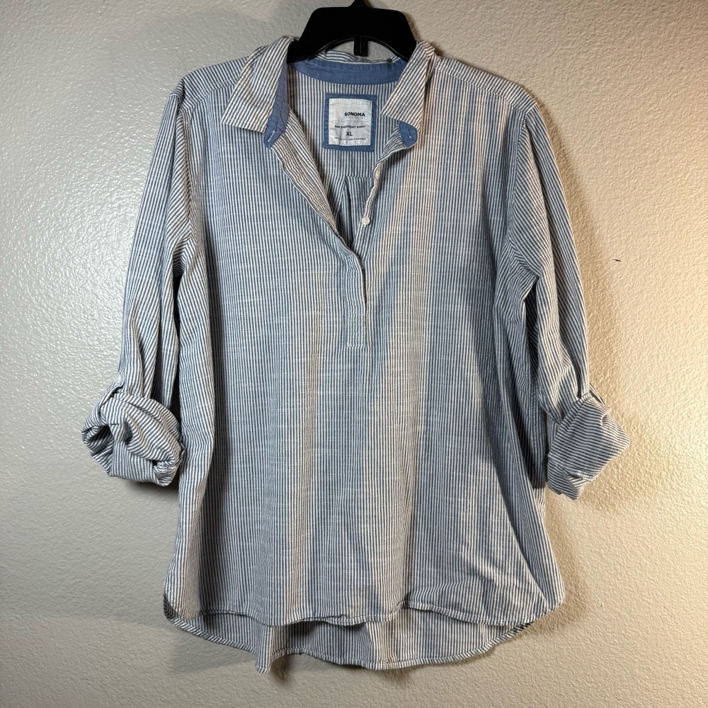 Sonoma Striped Blue  tunic Top SZ:XL